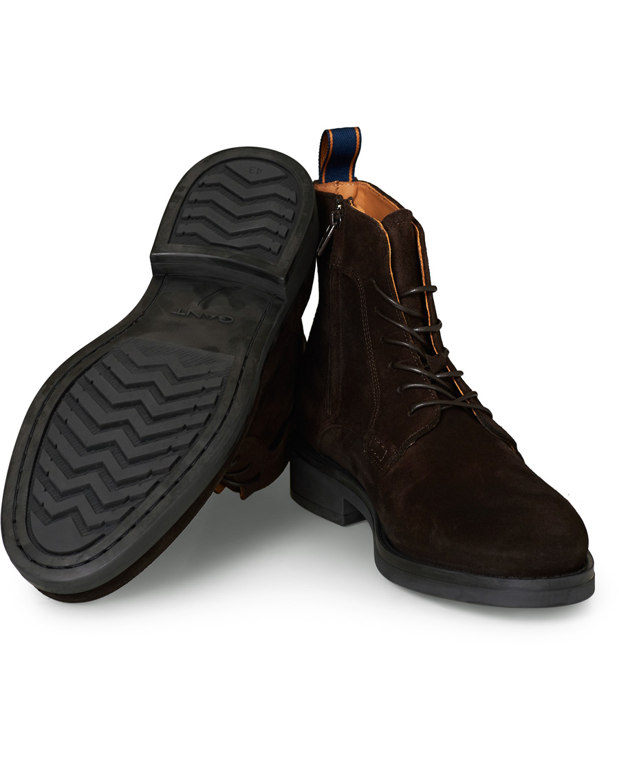 Herren | GANT Brookly Zip High Lace Boot Dark Brown Suede | GANT | Brookly Zip High Lace Boot Dark Brown Suede