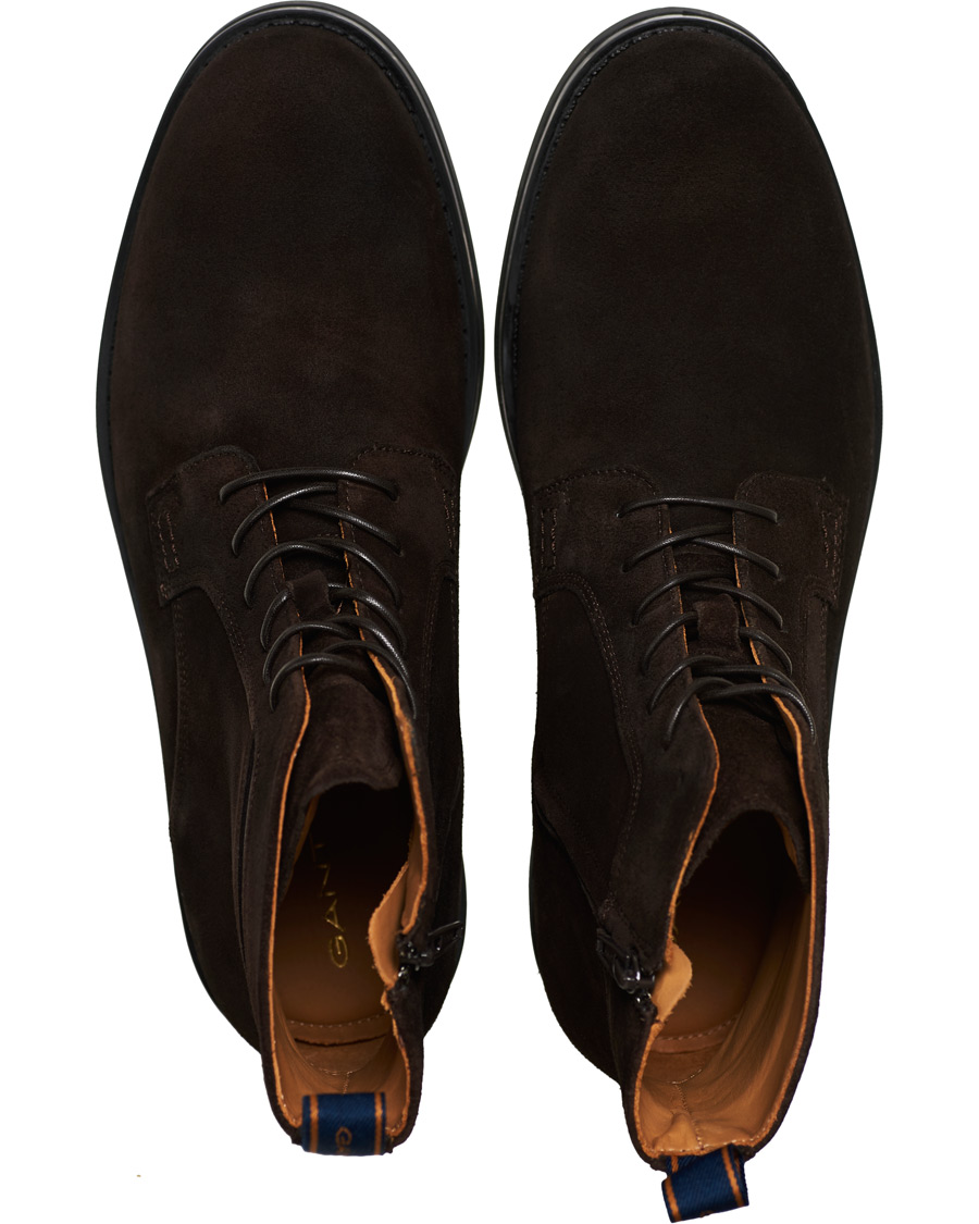 Herren | GANT Brookly Zip High Lace Boot Dark Brown Suede | GANT | Brookly Zip High Lace Boot Dark Brown Suede
