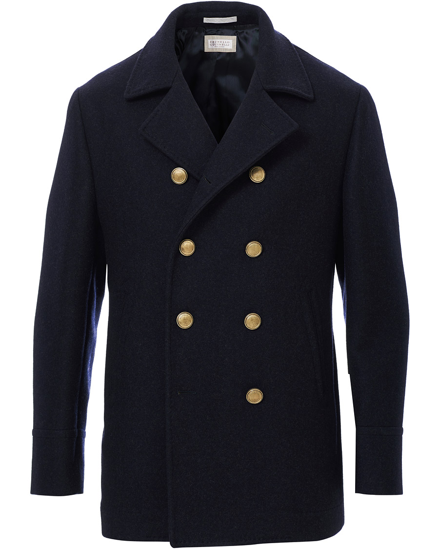 Herren | Jacken | Brunello Cucinelli | Double Breasted Wool Coat Navy