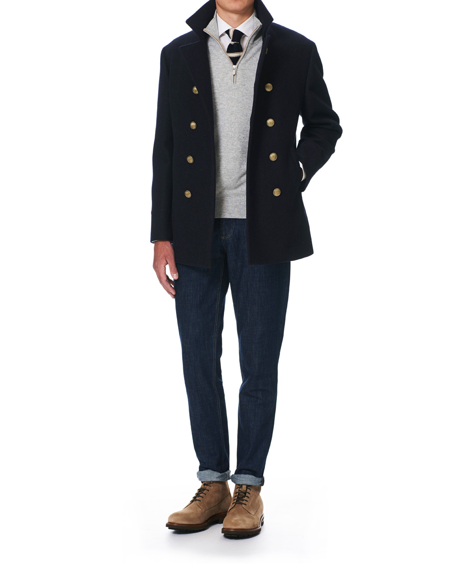 Herren | Jacken | Brunello Cucinelli | Double Breasted Wool Coat Navy