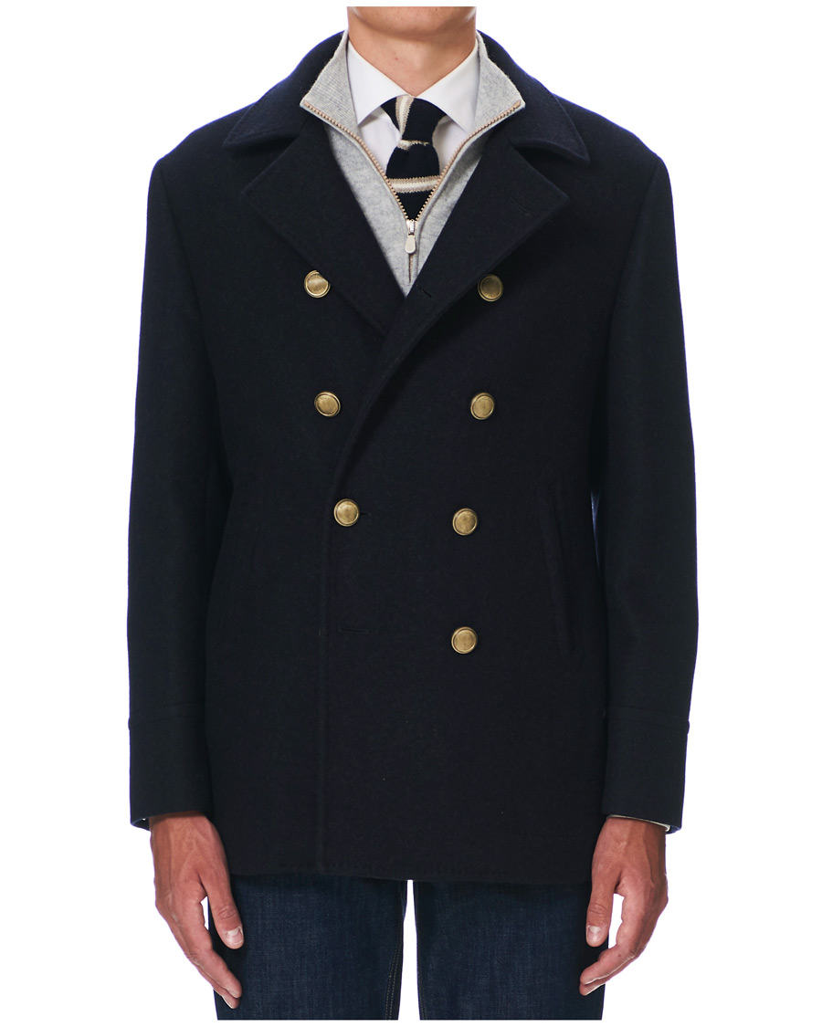Herren | Jacken | Brunello Cucinelli | Double Breasted Wool Coat Navy