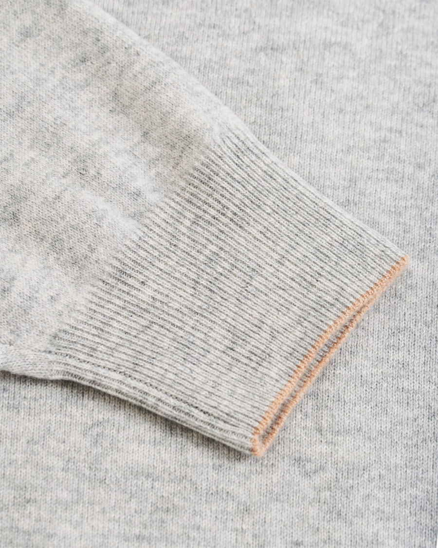 Herren | Pullover | Brunello Cucinelli | 2 Ply Cashmere Half Zip Light Grey