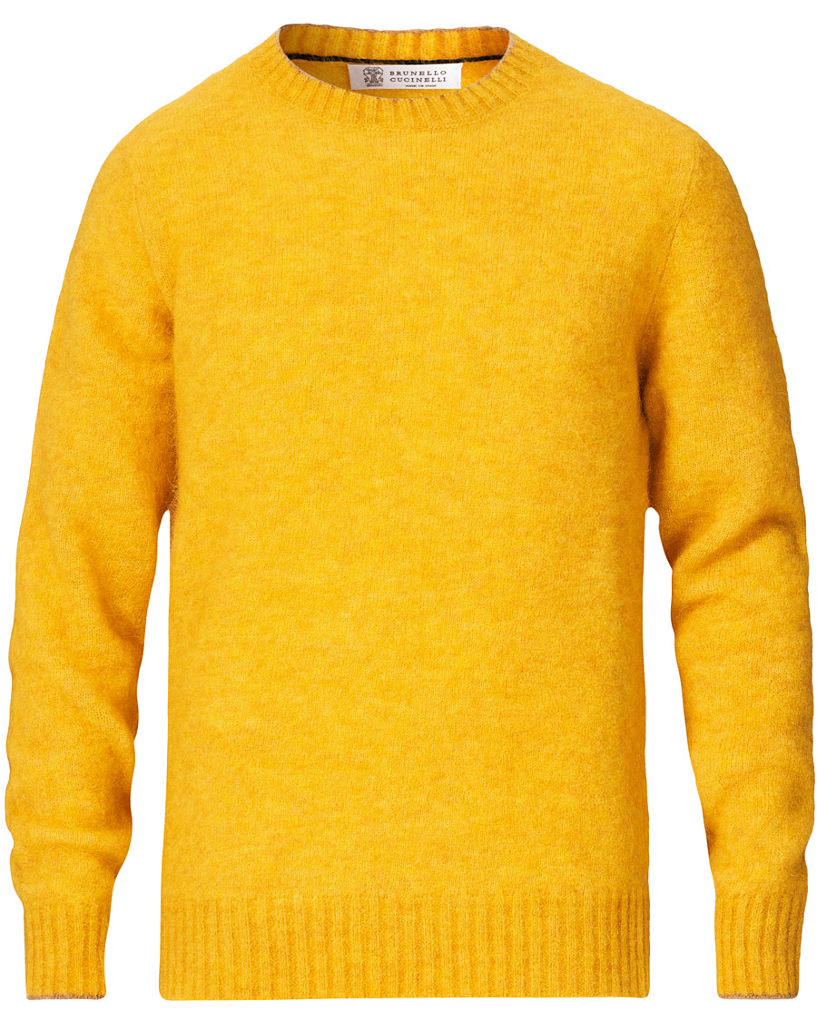 Herren | Pullover | Brunello Cucinelli | Soft Mohair Crew Neck Sweater Yellow