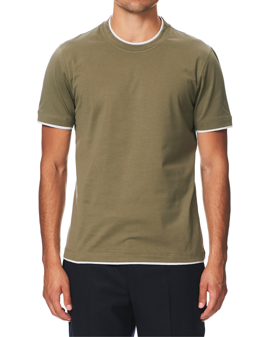 Herren | T-Shirts | Brunello Cucinelli | Contrast Collar T-Shirt Green/Grey