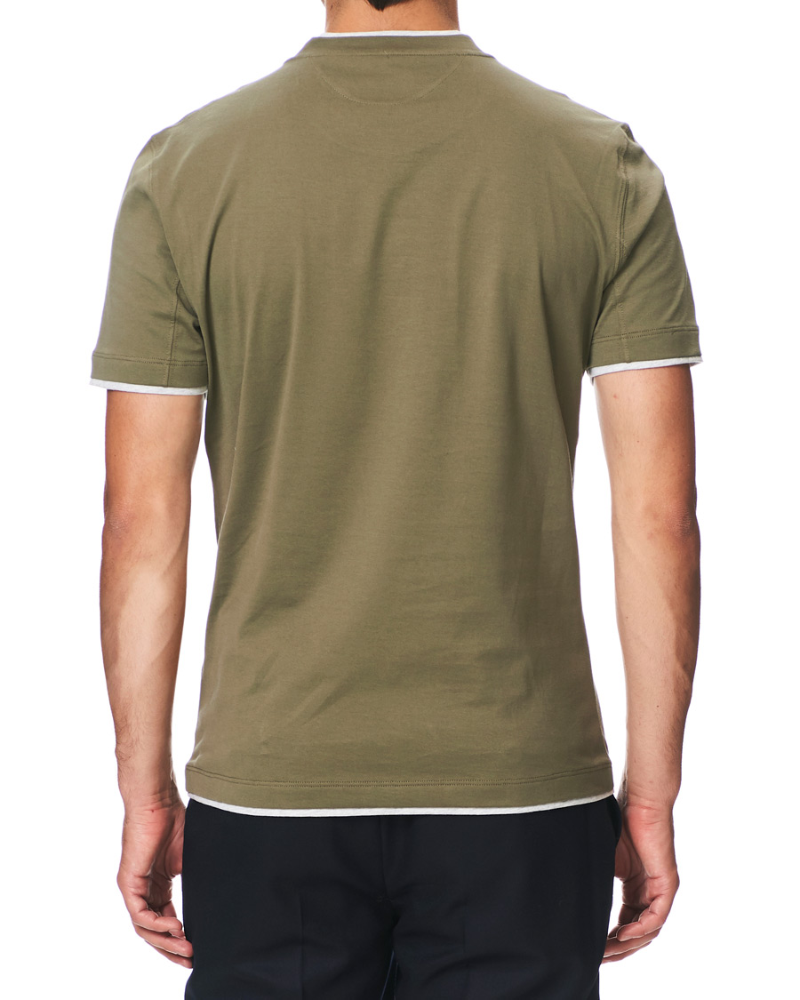 Herren | T-Shirts | Brunello Cucinelli | Contrast Collar T-Shirt Green/Grey
