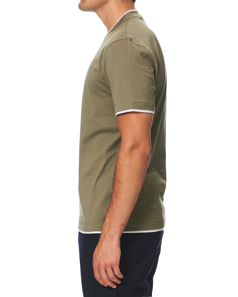 Herren | T-Shirts | Brunello Cucinelli | Contrast Collar T-Shirt Green/Grey