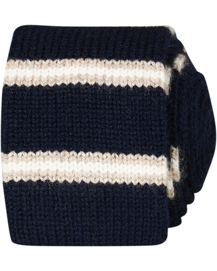Herren | Brunello Cucinelli Cashmere Knitted Tie Blue/Beige | Brunello Cucinelli | Cashmere Knitted Tie Blue/Beige