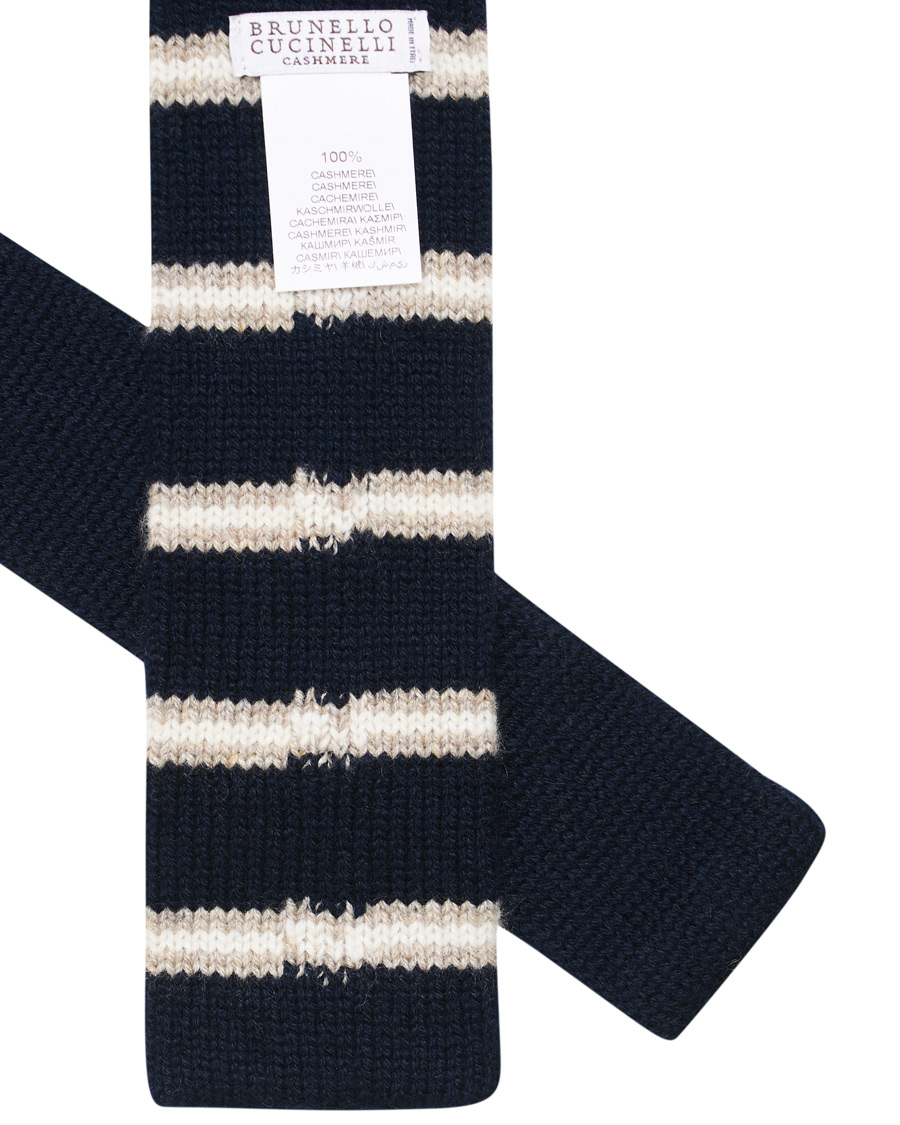 Herren | Brunello Cucinelli Cashmere Knitted Tie Blue/Beige | Brunello Cucinelli | Cashmere Knitted Tie Blue/Beige