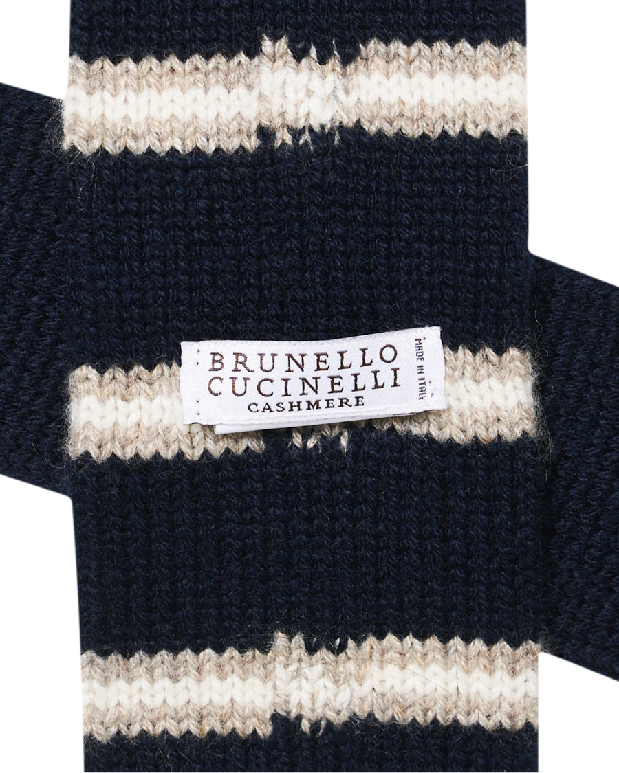 Herren | Brunello Cucinelli Cashmere Knitted Tie Blue/Beige | Brunello Cucinelli | Cashmere Knitted Tie Blue/Beige