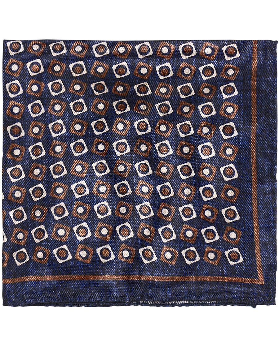 Herren | Amanda Christensen Silk Oxford Printed Pocket Square Navy | Amanda Christensen | Silk Oxford Printed Pocket Square Navy