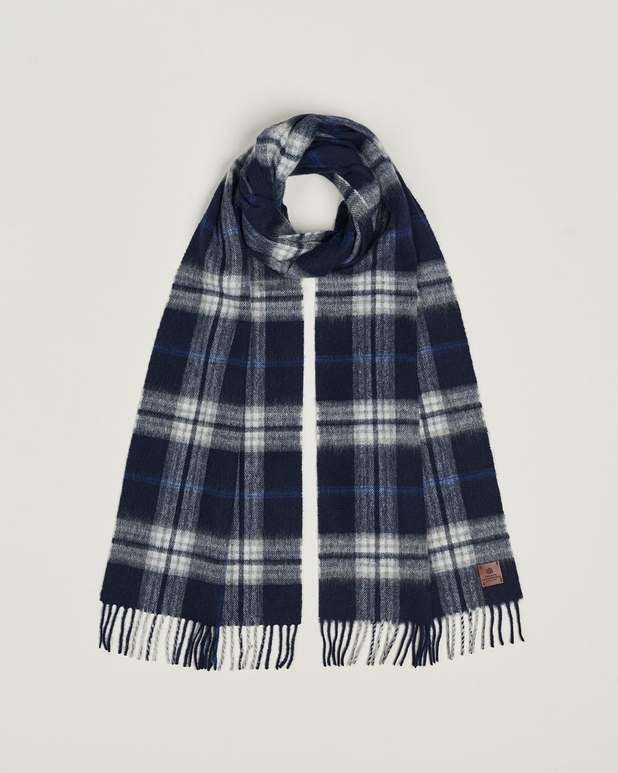 Herren | Amanda Christensen Merino Wool Check Scarf Blue | Amanda Christensen | Merino Wool Check Scarf Blue