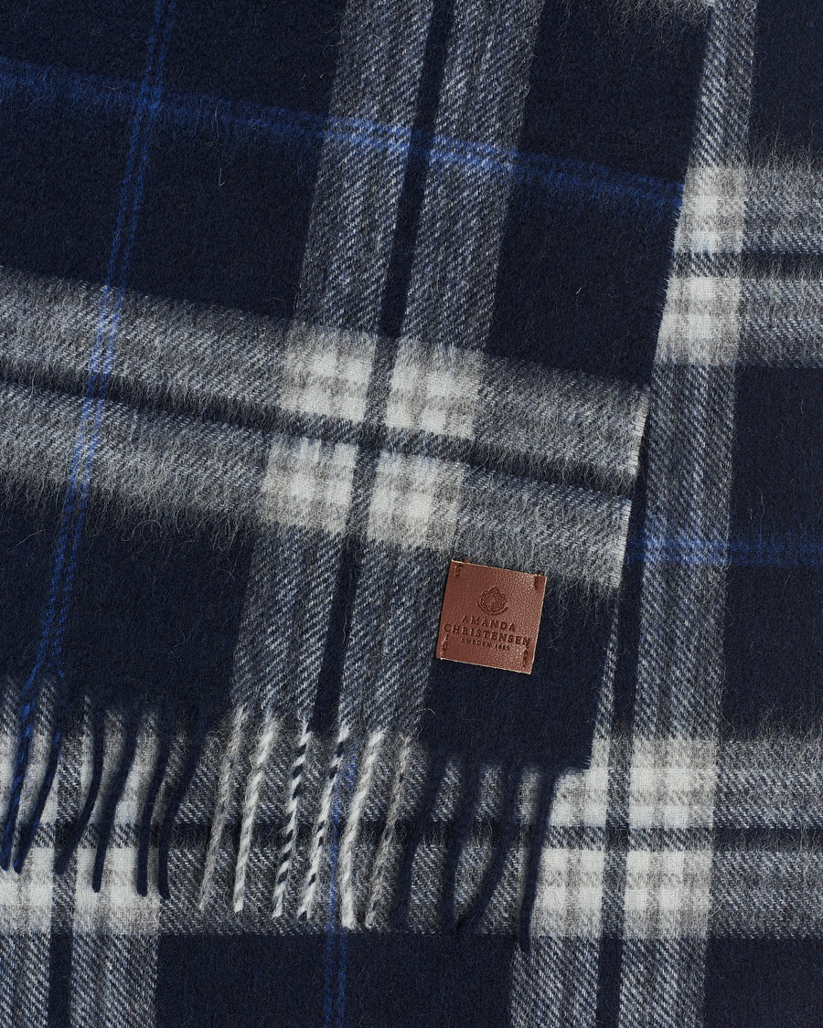 Herren | Amanda Christensen Merino Wool Check Scarf Blue | Amanda Christensen | Merino Wool Check Scarf Blue