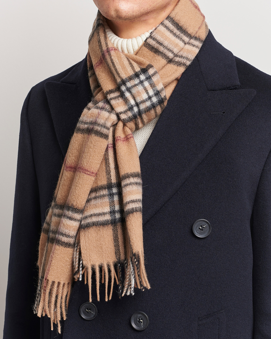 Herren | Amanda Christensen Merino Wool Check Scarf Beige | Amanda Christensen | Merino Wool Check Scarf Beige