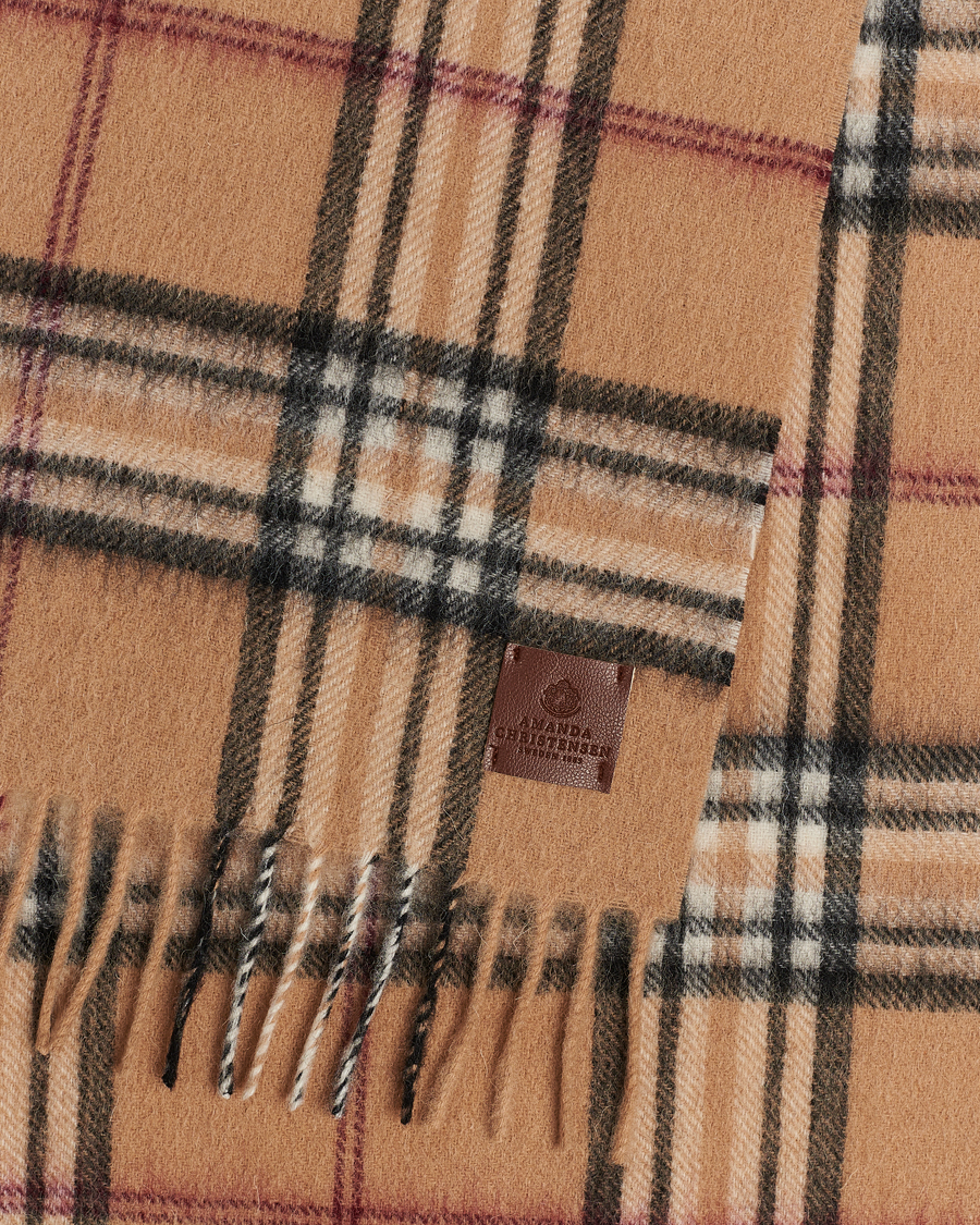 Herren | Amanda Christensen Merino Wool Check Scarf Beige | Amanda Christensen | Merino Wool Check Scarf Beige
