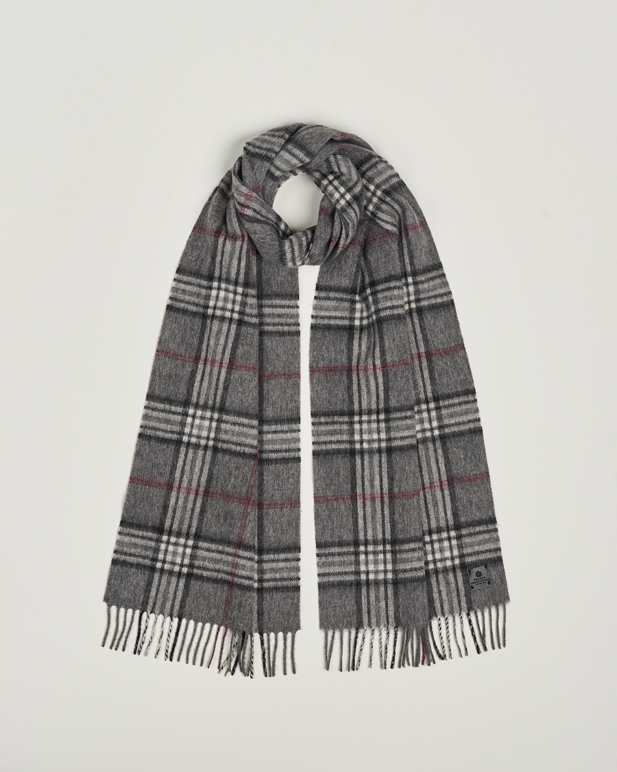 Herren | Amanda Christensen Merino Wool Check Scarf Grey | Amanda Christensen | Merino Wool Check Scarf Grey