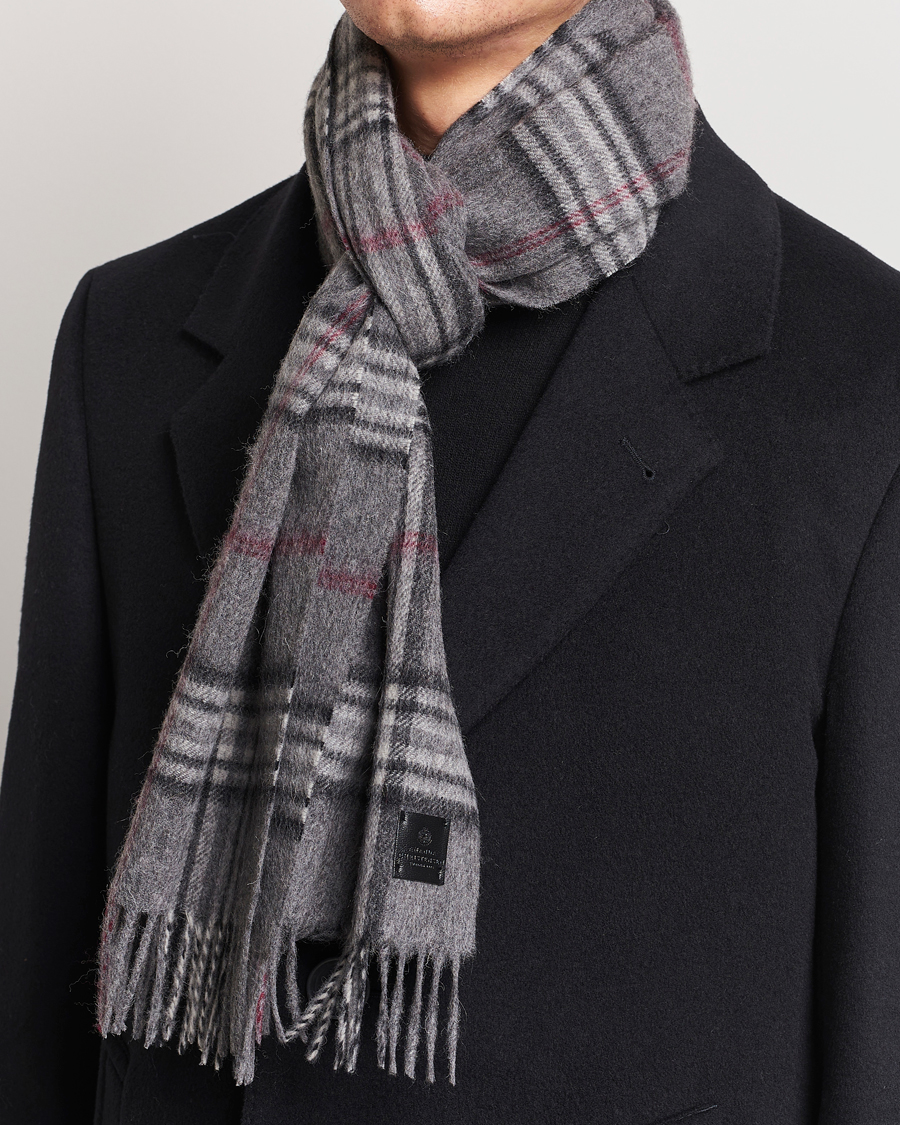 Herren | | Amanda Christensen | Merino Wool Check Scarf Grey