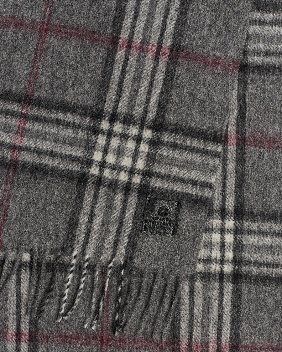 Herren | Amanda Christensen Merino Wool Check Scarf Grey | Amanda Christensen | Merino Wool Check Scarf Grey
