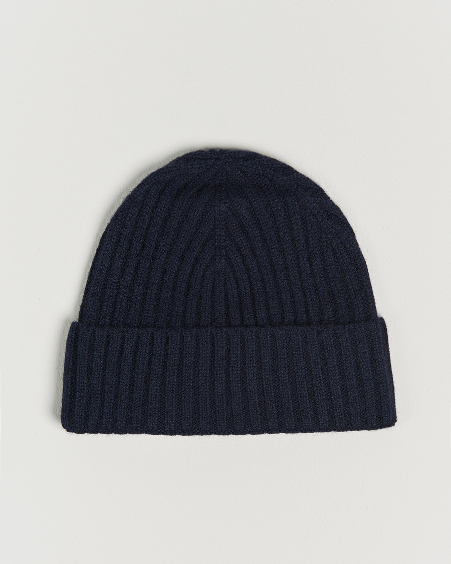 Herren | Amanda Christensen | Amanda Christensen | Rib Knitted Cashmere Cap Navy