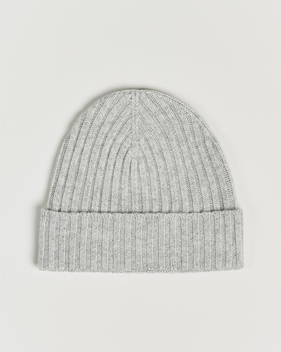 Herren | Mützen | Amanda Christensen | Rib Knitted Cashmere Cap Light Grey Melange