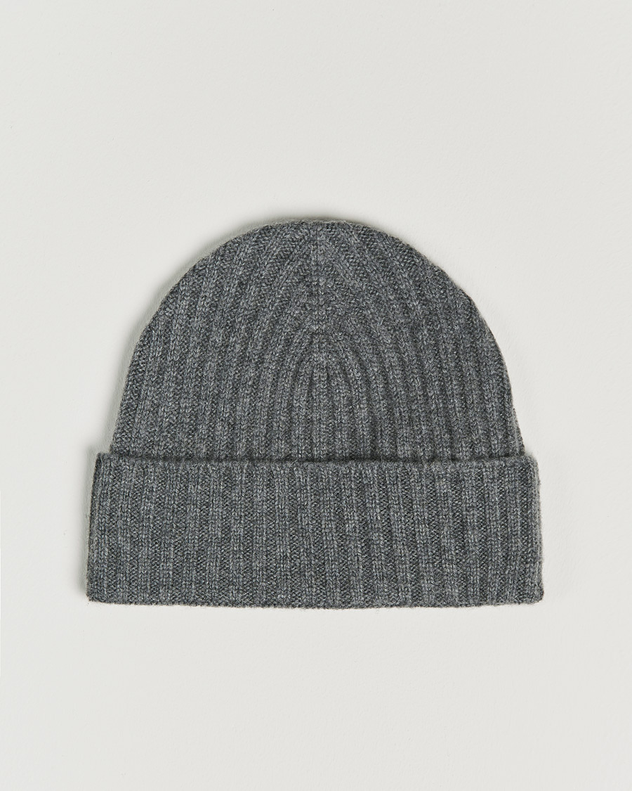 Herren | Mützen | Amanda Christensen | Rib Knitted Cashmere Cap Grey Melange