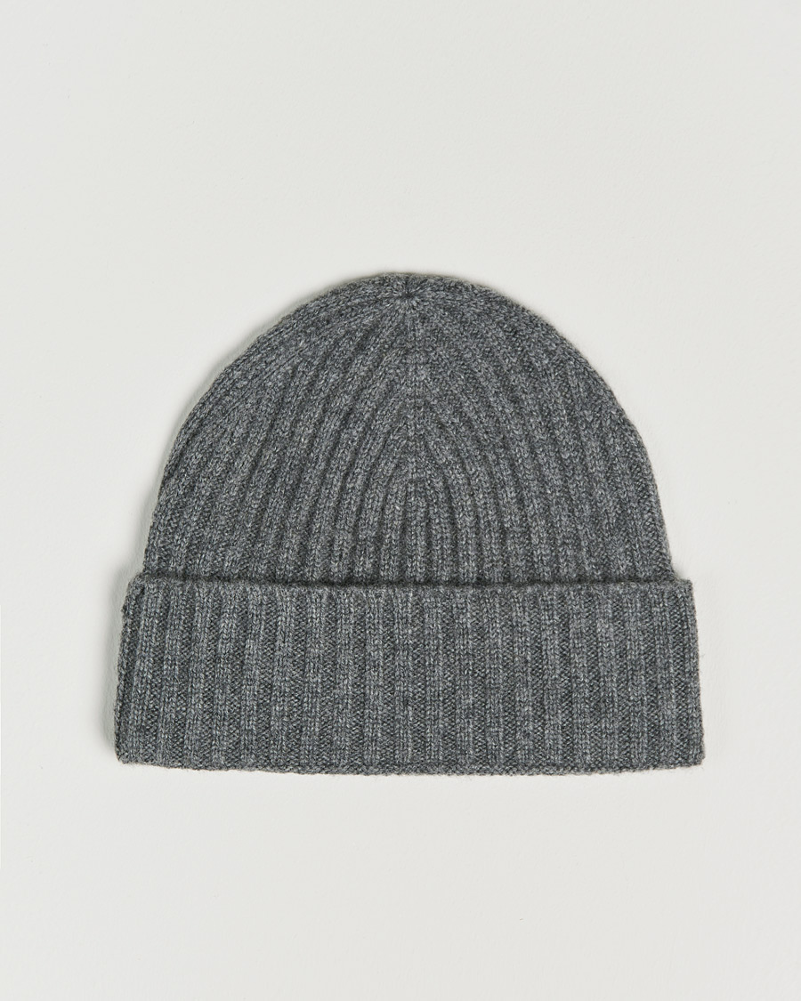 Herren | Mützen | Amanda Christensen | Rib Knitted Cashmere Cap Grey Melange