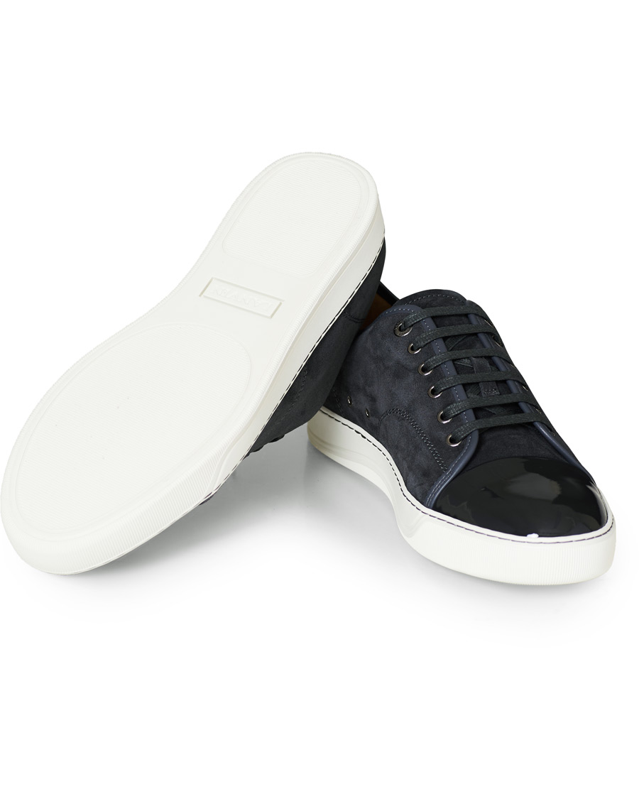 Herren |  | Lanvin | Patent Captoe Sneaker Grey Suede
