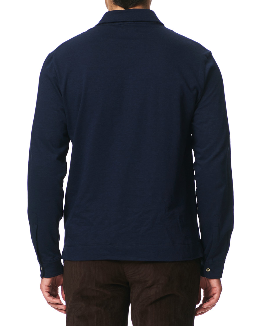 Herren | Pullover | Massimo Alba | Ischia Cotton/Cashmere Long Sleeve Polo Blue Navy