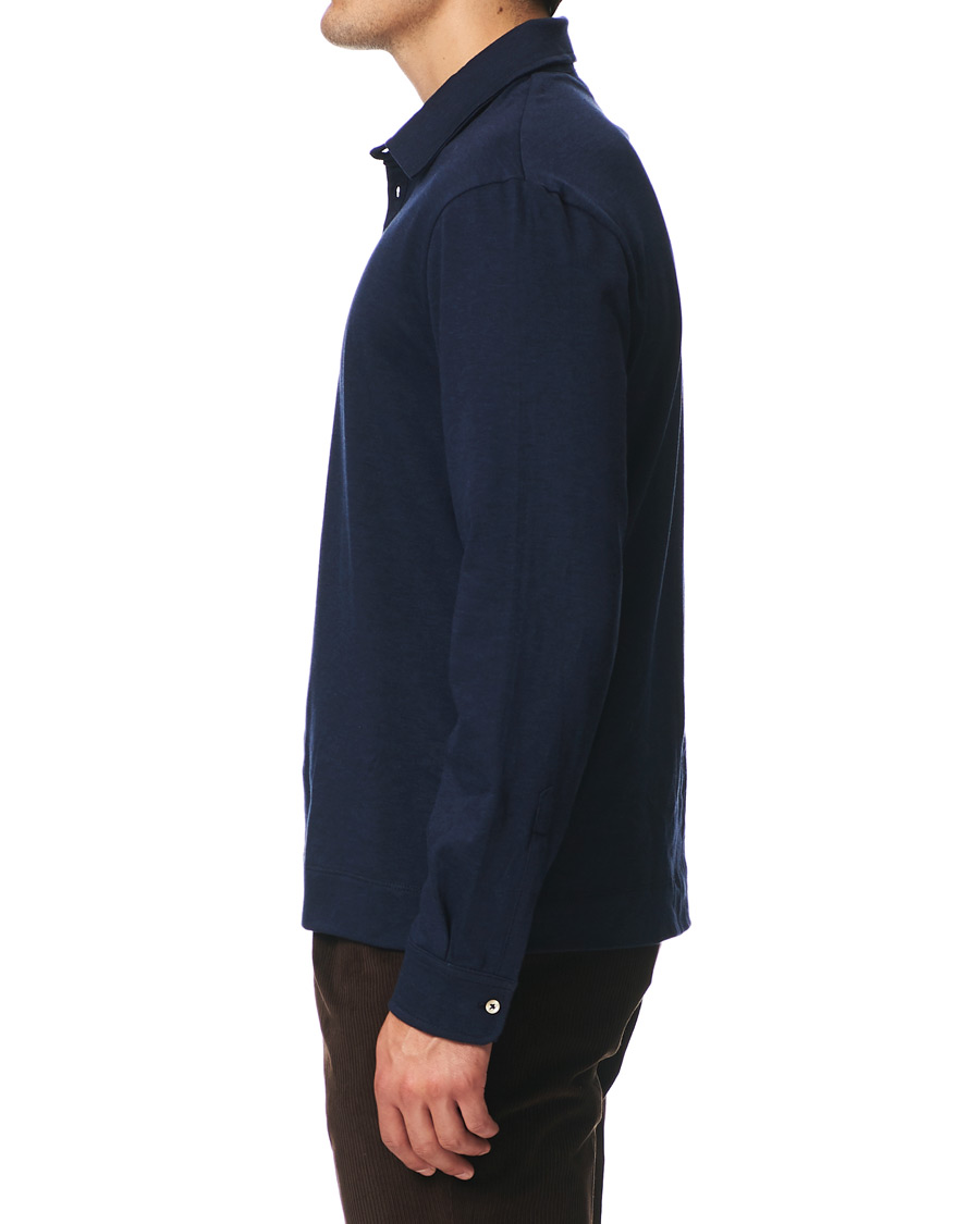 Herren | Pullover | Massimo Alba | Ischia Cotton/Cashmere Long Sleeve Polo Blue Navy