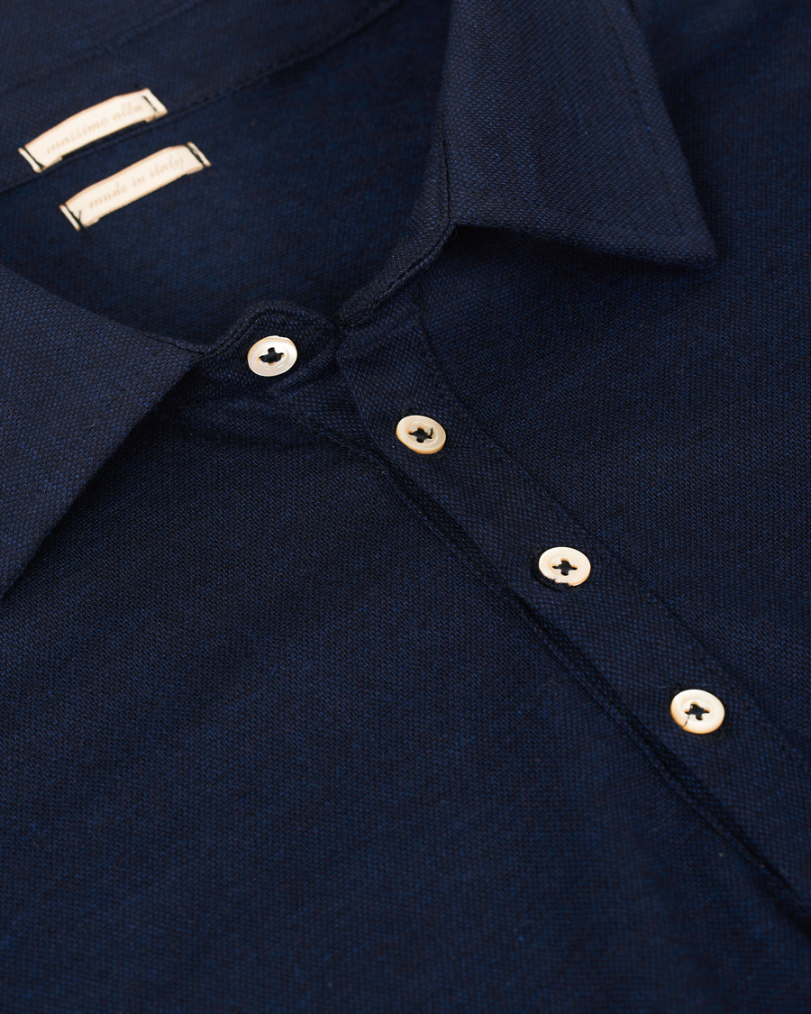 Herren | Pullover | Massimo Alba | Ischia Cotton/Cashmere Long Sleeve Polo Blue Navy