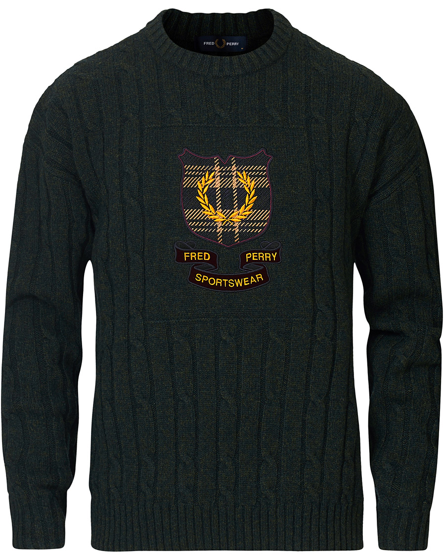Herren | Pullover | Fred Perry | Shield Cable Knit Jumper Hunting Green