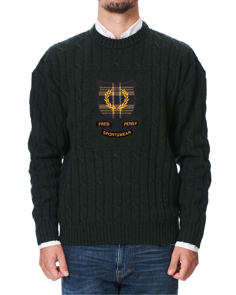 Herren | Pullover | Fred Perry | Shield Cable Knit Jumper Hunting Green