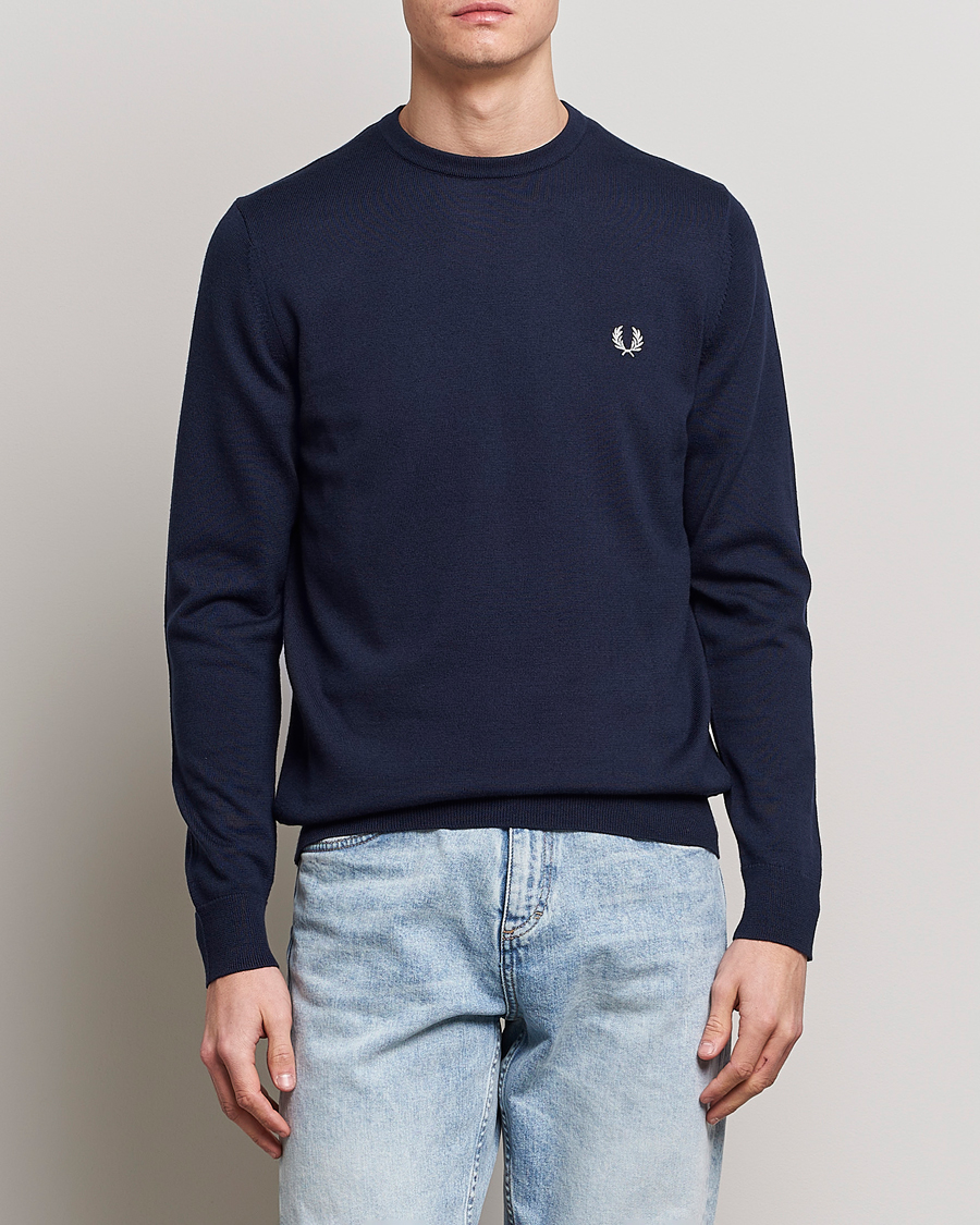 Herren | Best of British | Fred Perry | Classic Crew Neck Jumper Navy