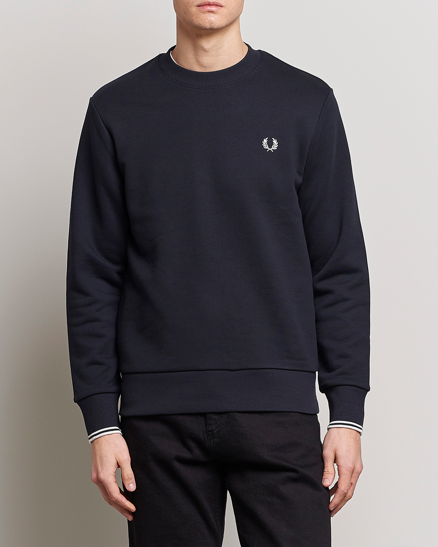 Herren | Best of British | Fred Perry | Crew Neck Sweatshirt Navy