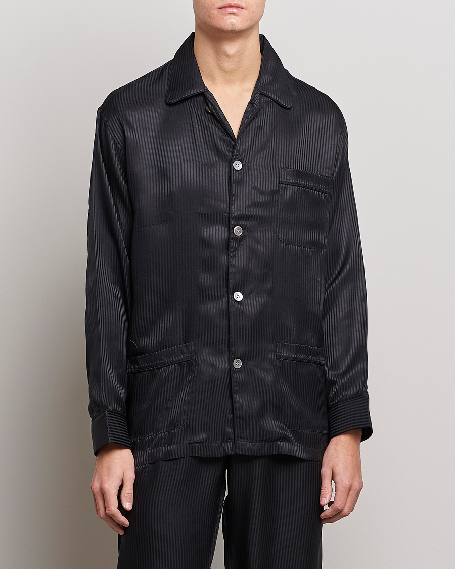 Herren |  | Derek Rose | Striped Silk Pyjama Set Black