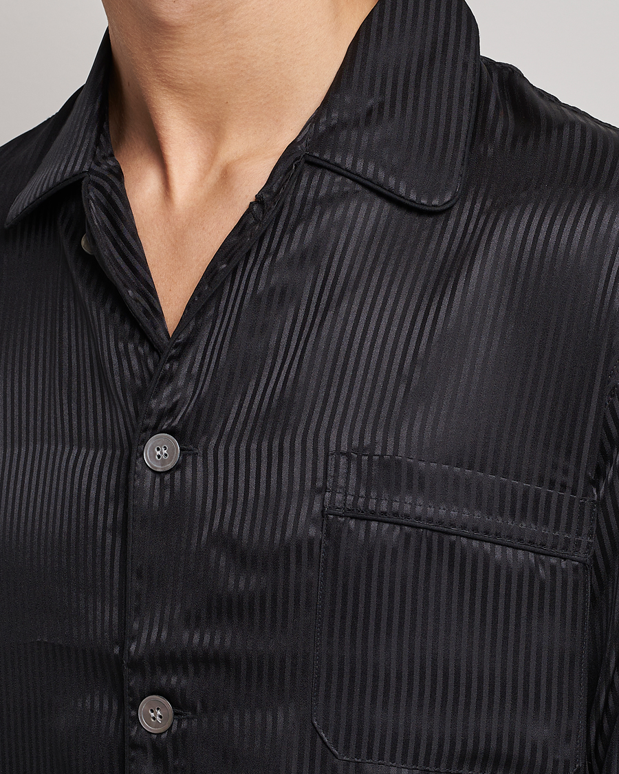 Herren | Schlafanzüge & Bademäntel | Derek Rose | Striped Silk Pyjama Set Black