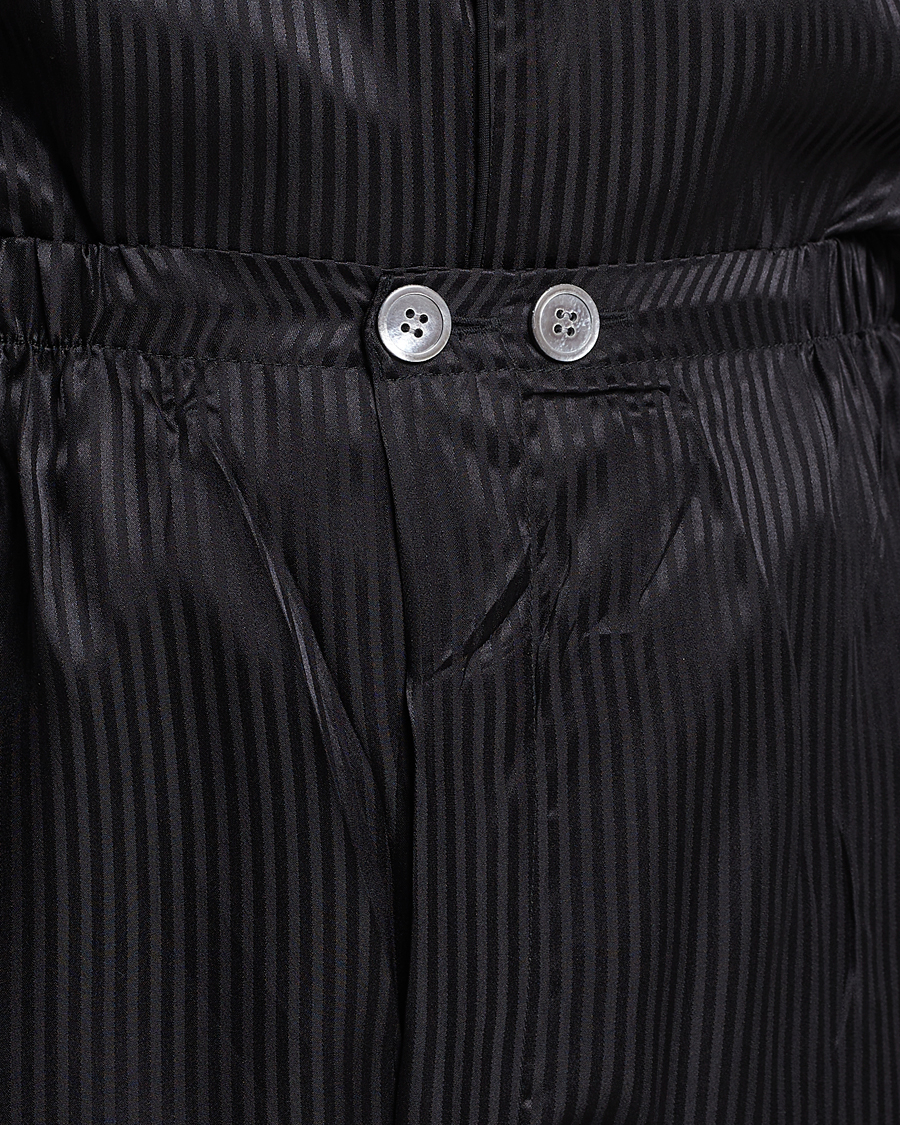Herren | Schlafanzüge & Bademäntel | Derek Rose | Striped Silk Pyjama Set Black