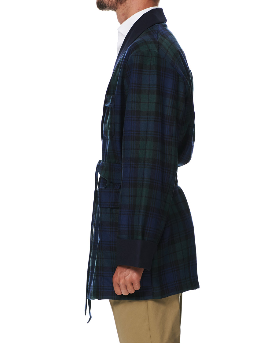 Herren | Schlafanzüge & Bademäntel | Derek Rose | Wool Tartan Smoking Jacket Blackwatch