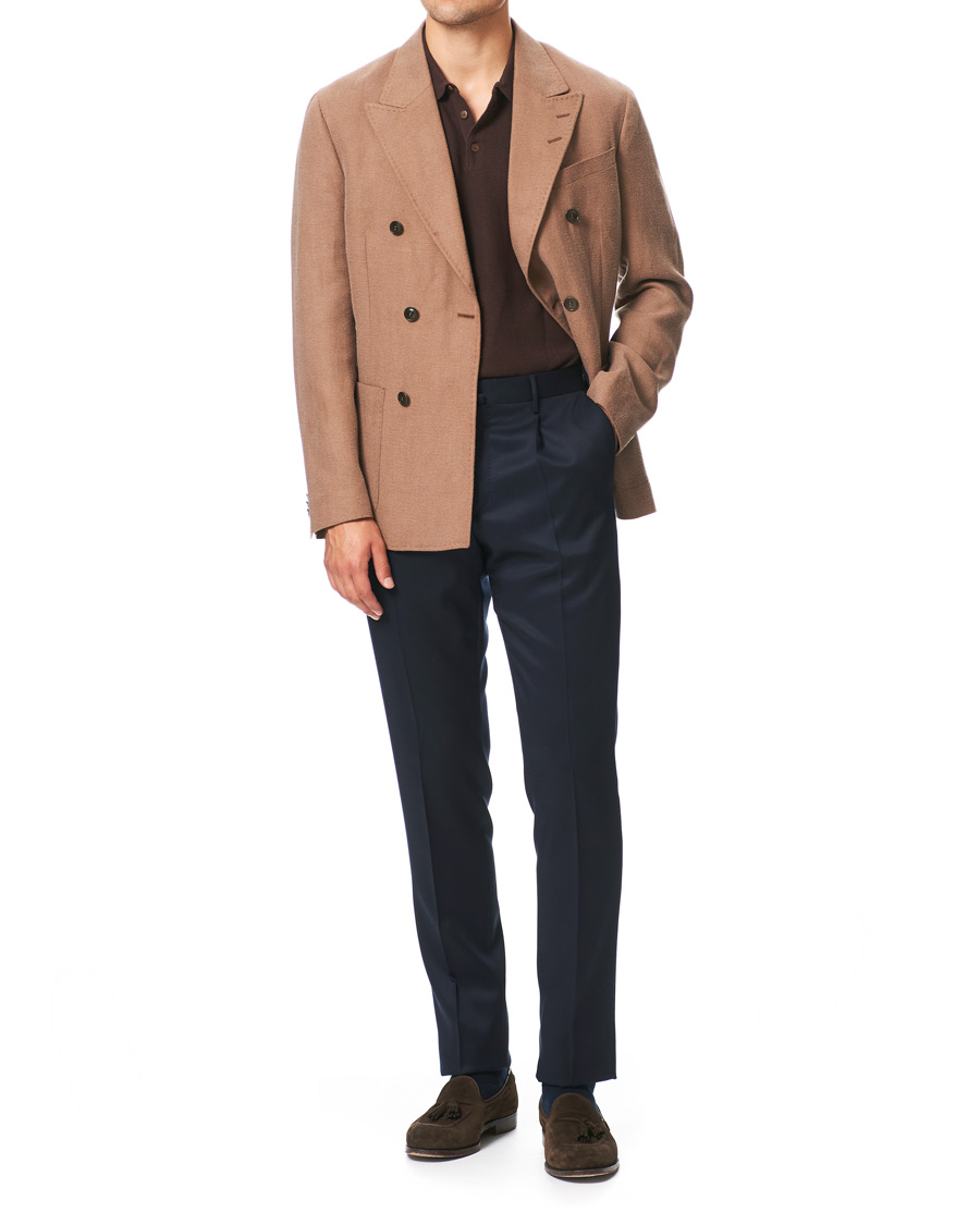 Herren | Hosen | PT01 | Gentleman Fit Pleated Wool Trousers Navy Blue