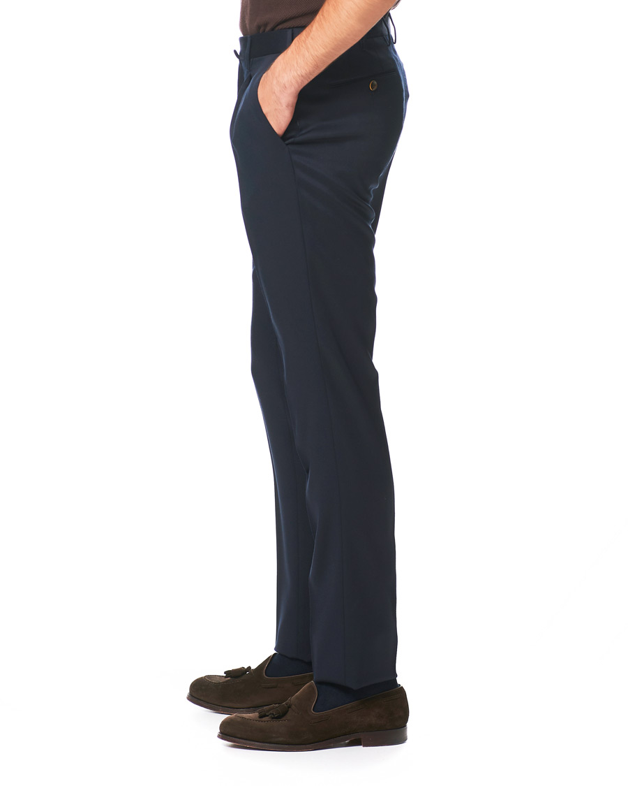 Herren | Hosen | PT01 | Gentleman Fit Pleated Wool Trousers Navy Blue
