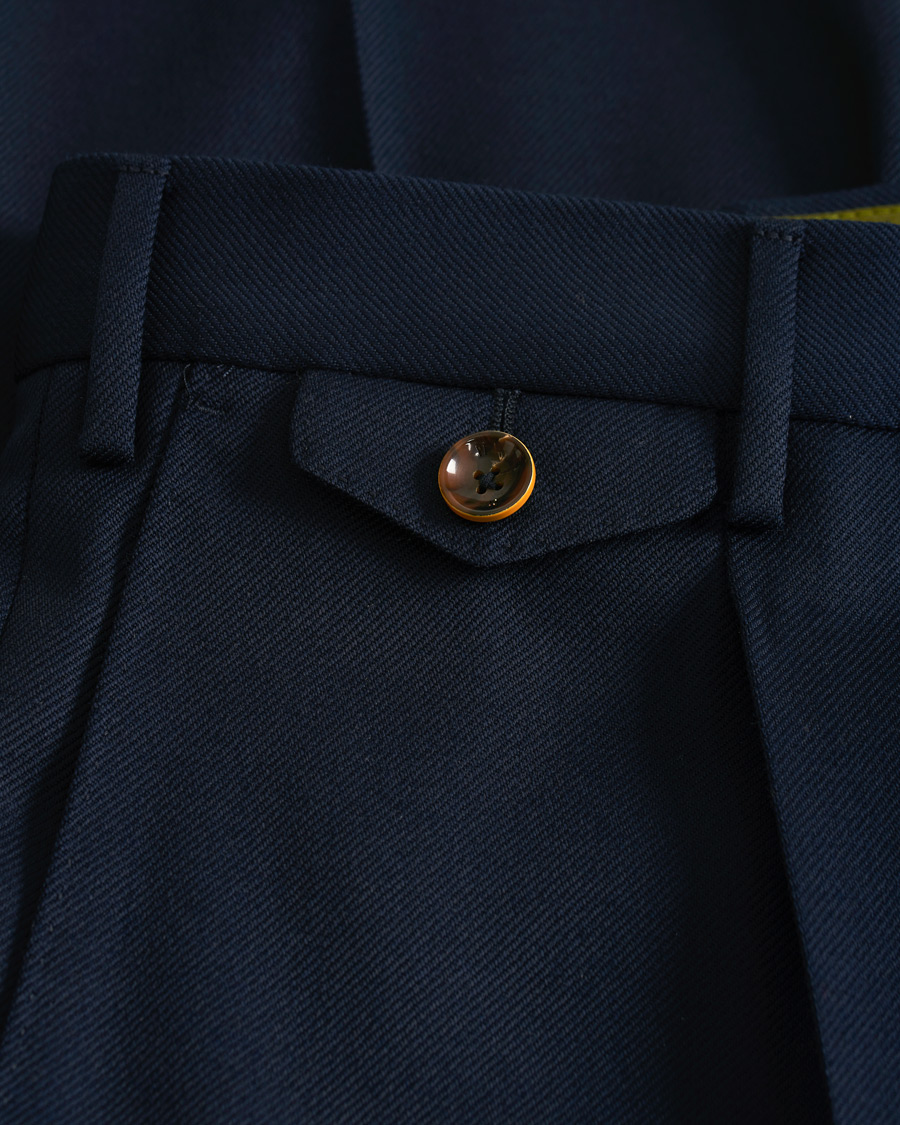 Herren | Hosen | PT01 | Gentleman Fit Pleated Wool Trousers Navy Blue