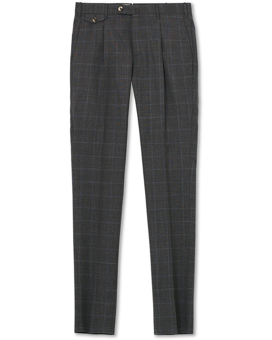 Herren | Hosen | PT01 | Gentleman Fit Overcheck Wool Trousers Dark Grey