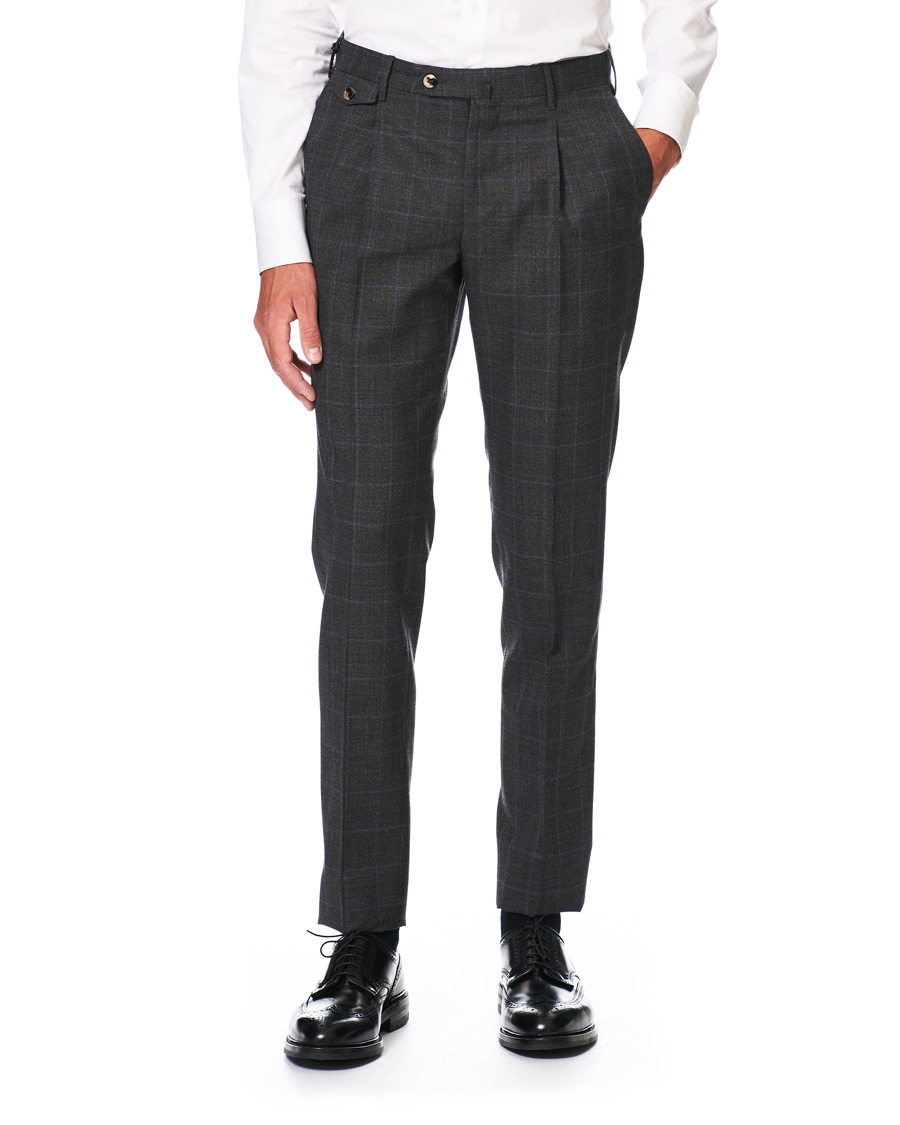 Herren | Hosen | PT01 | Gentleman Fit Overcheck Wool Trousers Dark Grey