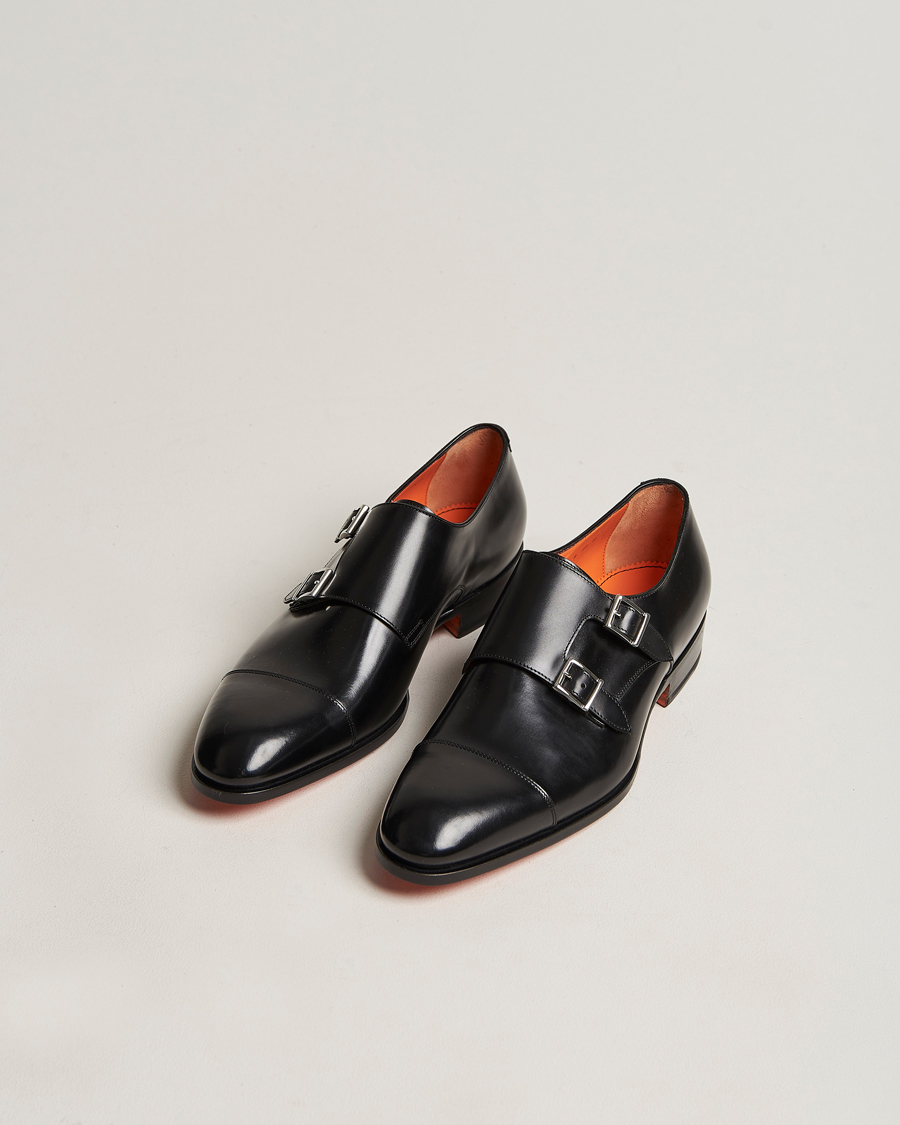 Herren | Santoni Blake Double Monk Black Calf | Santoni | Blake Double Monk Black Calf