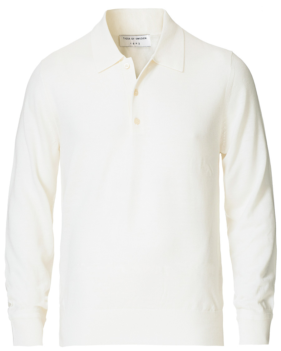 Herren | Pullover | Tiger of Sweden | Newton Extra Fine Merino Knitted Polo Cream