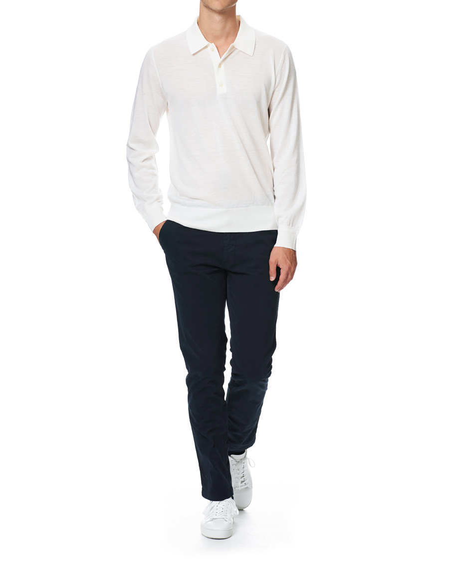 Herren | Pullover | Tiger of Sweden | Newton Extra Fine Merino Knitted Polo Cream