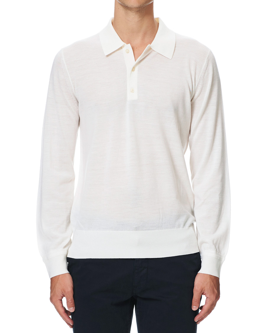 Herren | Pullover | Tiger of Sweden | Newton Extra Fine Merino Knitted Polo Cream