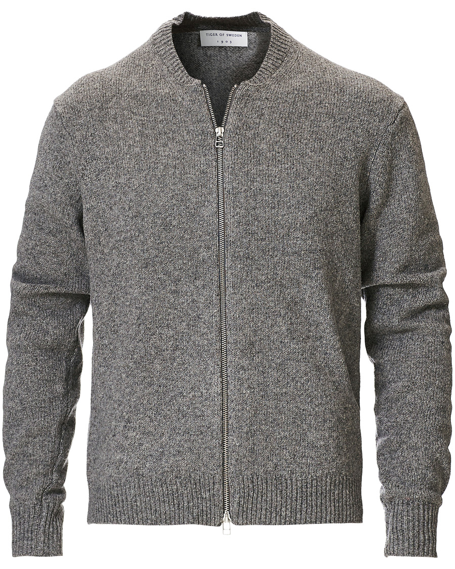 Herren | Pullover | Tiger of Sweden | Morchella Wool Full Zip Grey