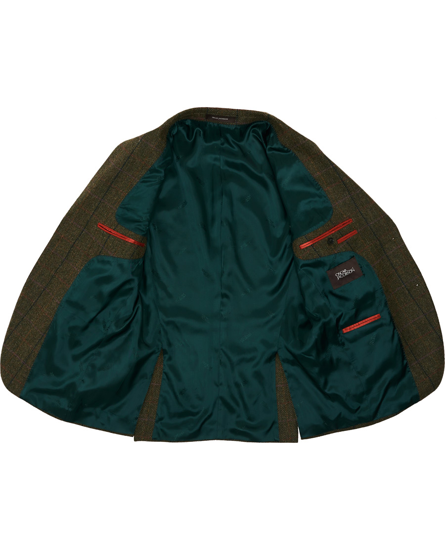 Herren | Sakkos | Oscar Jacobson | Fogerty Yorkshire Tweed By Moon Checked Blazer Green