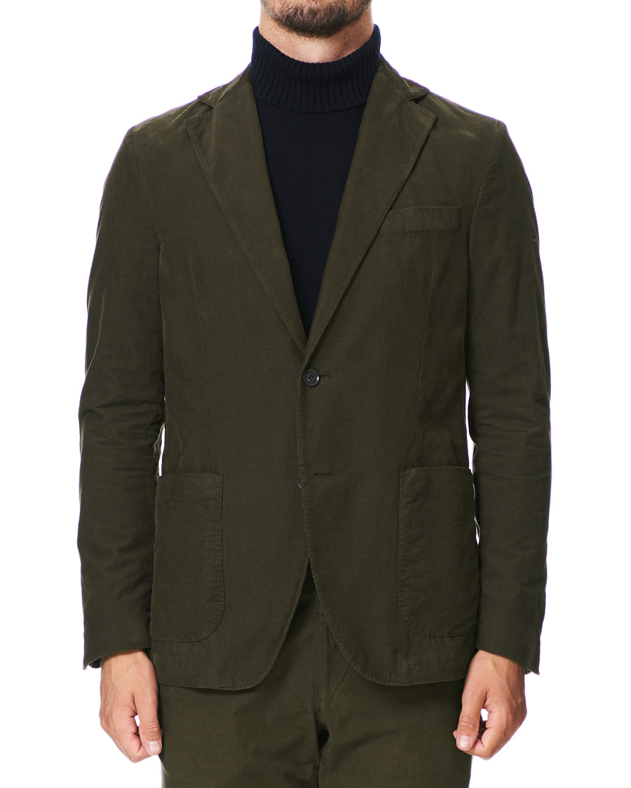 Herren | Sakkos | Oscar Jacobson | Egel Patch Pocket Baby Cord Blazer Olive