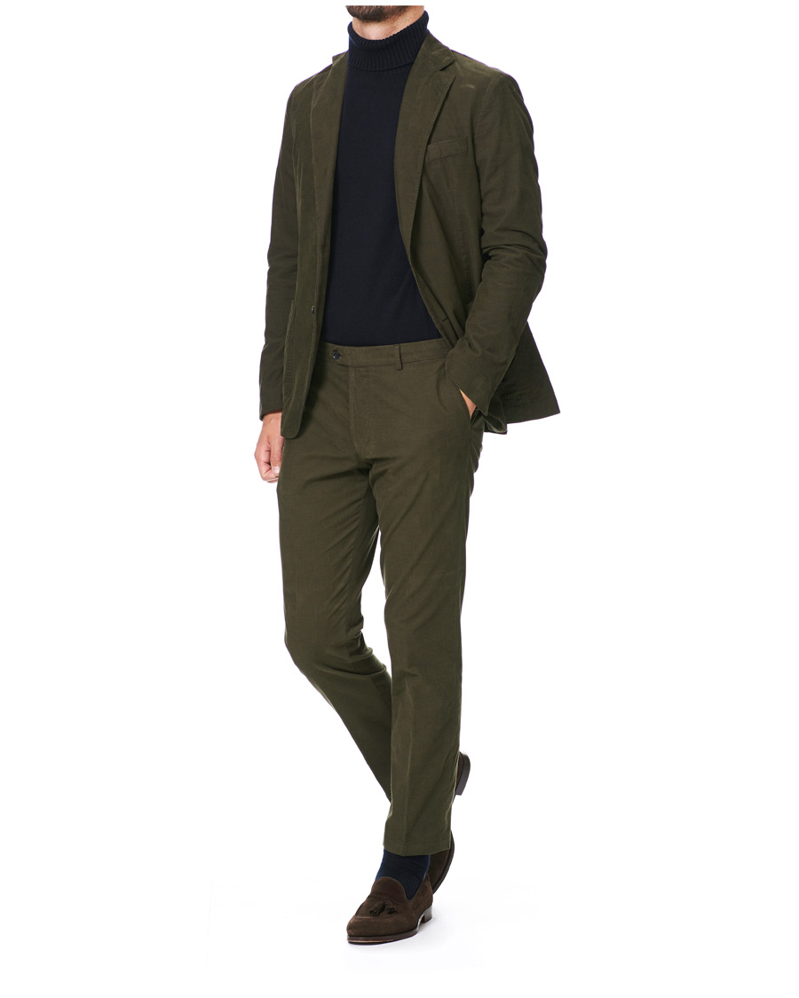 Herren | Hosen | Oscar Jacobson | Denz Baby Cord Trousers Olive